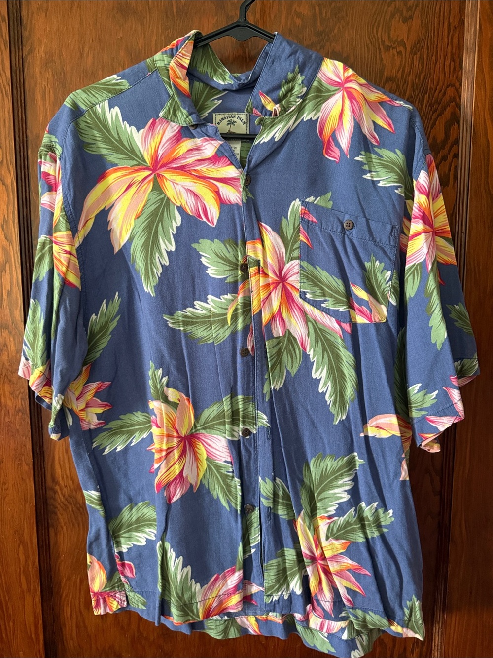 Tropical Floral Button-Down Shirt - Blue
